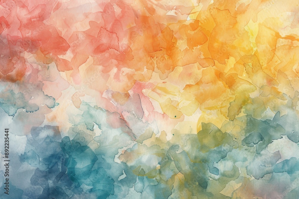A watercolor painting of a cloudy sky with soft, fluffy clouds A watercolor painting of a cloudy sky with soft, fluffy clouds