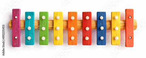 Toy xylophone on a white background. Vector flat minimalistic isolated
