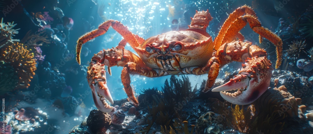 Underwater Kingdom: Stunning Image of Enormous Lobster and King Crab in Deep-Sea Environment Underwater Kingdom: Stunning Image of Enormous Lobster and King Crab in Deep-Sea Environment