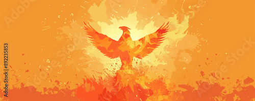 Illustrious phoenix rising from the ashes with fiery grace. Vector flat minimalistic isolated illustration.