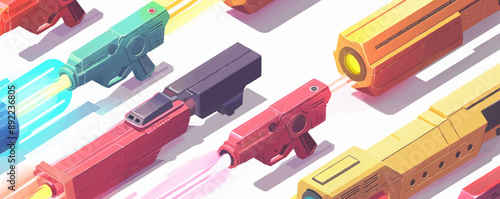 Toy lasers on a white background. Vector flat minimalistic isolated