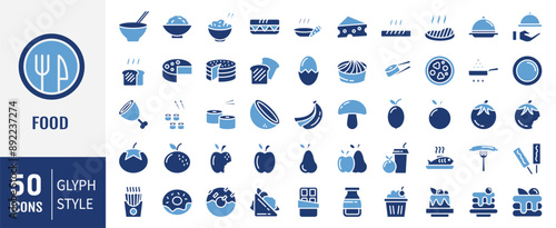 Food courts icons set. Glyph set of food courts vector icons for web design.