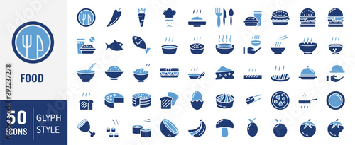 Food courts icons set. Glyph set of food courts vector icons for web design.