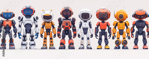 Toy cyborgs on a white background. Vector flat minimalistic isolated