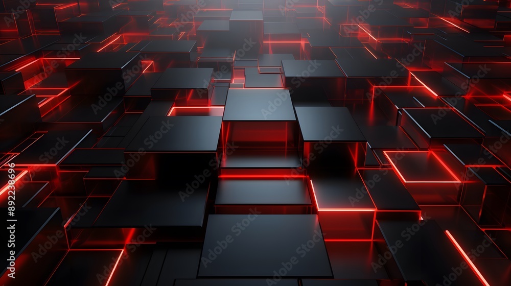 3d rendering of red and black abstract geometric background. Scene for advertising, technology, showcase, banner, game, sport, cosmetic, business, metaverse. Sci-Fi Illustration. Product display 3d rendering of red and black abstract geometric background. Scene for advertising, technology, showcase, banner, game, sport, cosmetic, business, metaverse. Sci-Fi Illustration. Product display