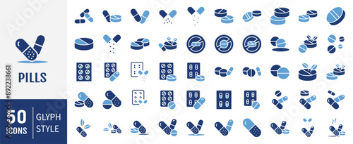 Pills capsule icon. Medical tablet icon set vector illustration on isolated background. Healthcare drug sign business concept.