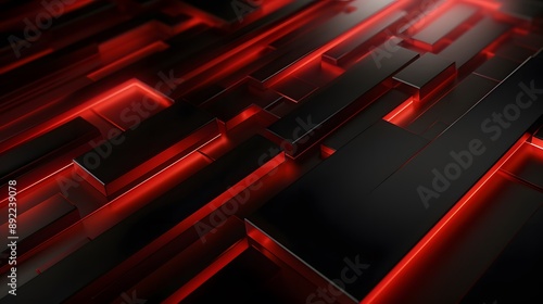 3d rendering of red and black abstract geometric background. Scene for advertising, technology, showcase, banner, game, sport, cosmetic, business, metaverse. Sci-Fi Illustration. Product display