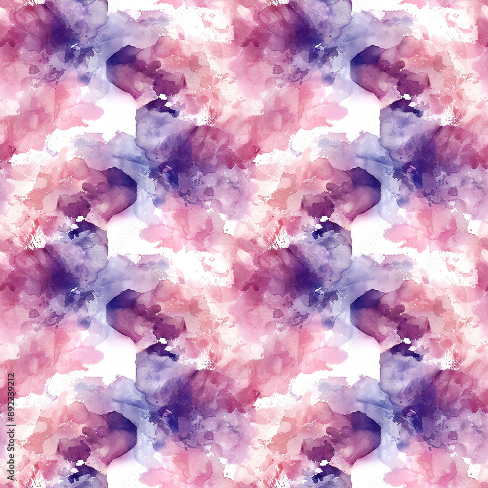 Fototapeta premium Abstract watercolor painting with purple and pink splatters