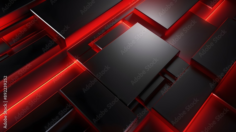 3d rendering of red and black abstract geometric background. Scene for advertising, technology, showcase, banner, game, sport, cosmetic, business, metaverse. Sci-Fi Illustration. Product display 3d rendering of red and black abstract geometric background. Scene for advertising, technology, showcase, banner, game, sport, cosmetic, business, metaverse. Sci-Fi Illustration. Product display