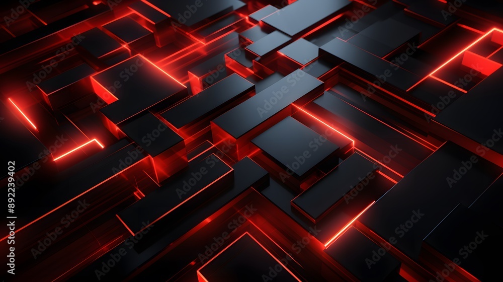 3d rendering of red and black abstract geometric background. Scene for advertising, technology, showcase, banner, game, sport, cosmetic, business, metaverse. Sci-Fi Illustration. Product display 3d rendering of red and black abstract geometric background. Scene for advertising, technology, showcase, banner, game, sport, cosmetic, business, metaverse. Sci-Fi Illustration. Product display