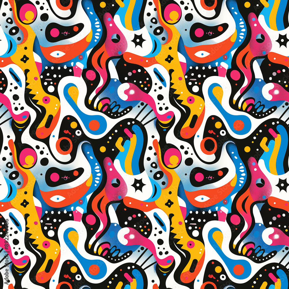 Abstract colorful pattern with geometric shapes and stars Abstract colorful pattern with geometric shapes and stars