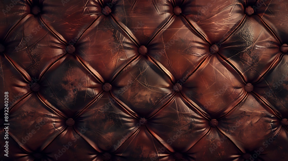 Fototapeta premium Close-Up of Luxurious Leather with Intricate Stitching and Textured Patterns for Fashion and Design Applications