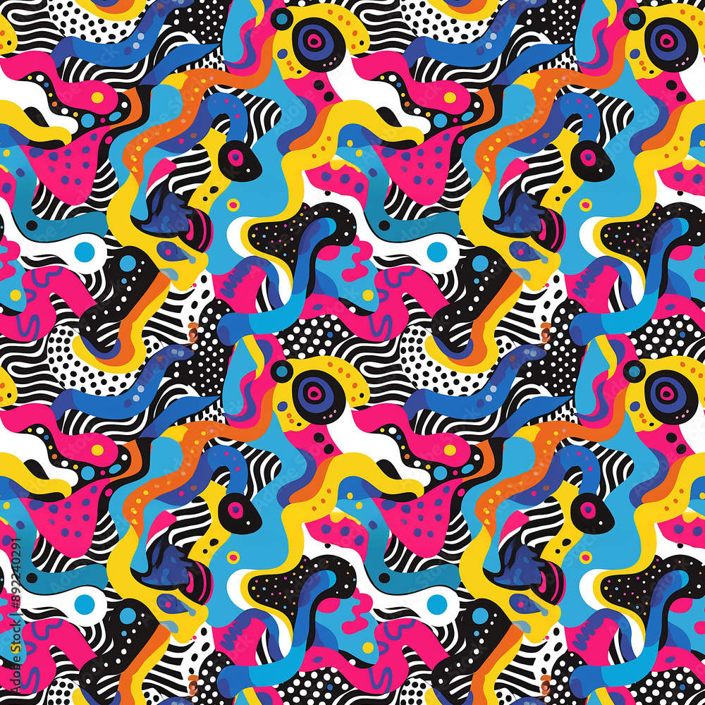 Abstract colorful pattern with swirls, dots, and lines Abstract colorful pattern with swirls, dots, and lines