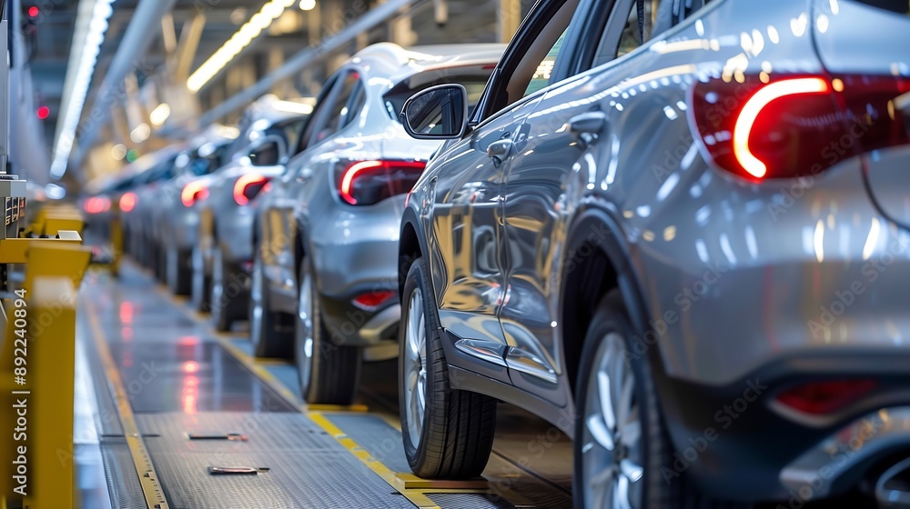 Cars on Assembly Line in Factory Cars on Assembly Line in Factory