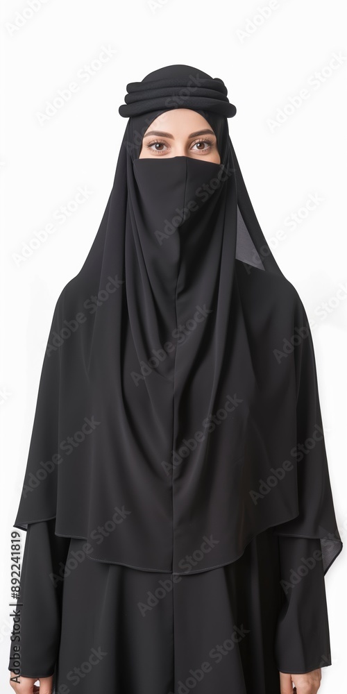A Muslim woman in traditional attire, standing gracefully and exuding beauty and cultural heritage. A Muslim woman in traditional attire, standing gracefully and exuding beauty and cultural heritage.