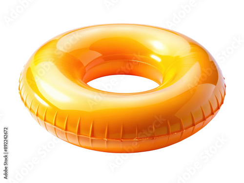 Orange Inflatable Pool Float. A bright and fun float perfect for pool or beach activities. Isolated on transparent background, png.