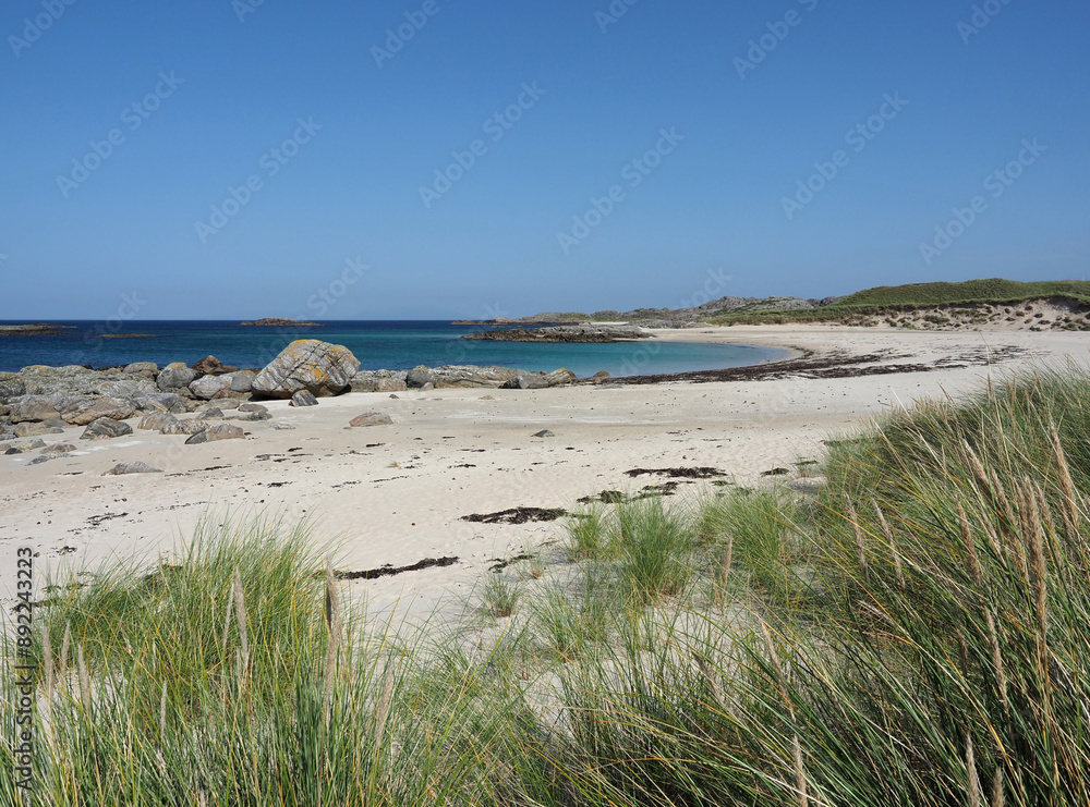 Stunning beach on the Isle of Coll. Inner Hebrides. Scotland. 
The Isle of Coll is a small Hebridean island, very much off the beaten track with many amazing beaches to explore.
