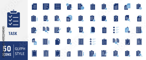 Clipboard, checklist, report, survey or agreement icons set isolated on white background vector illustration. Pixel perfect.