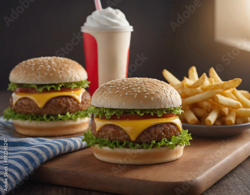 Naklejka hamburger, cheeseburger