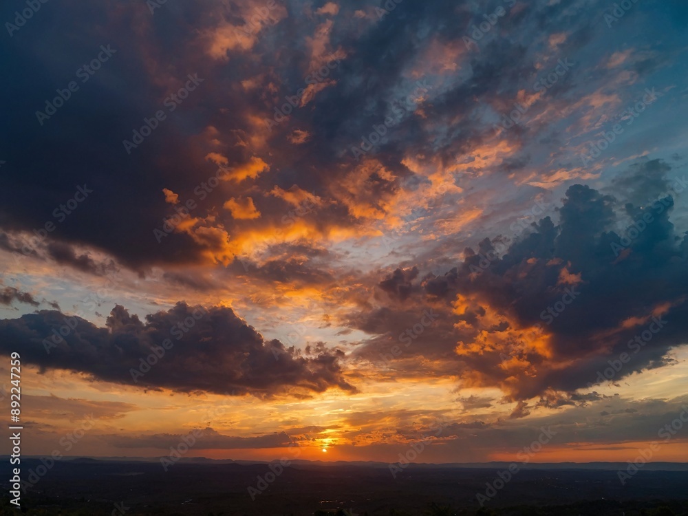 Panoramic image capturing the dramatic sky during sunrise and sunset Panoramic image capturing the dramatic sky during sunrise and sunset