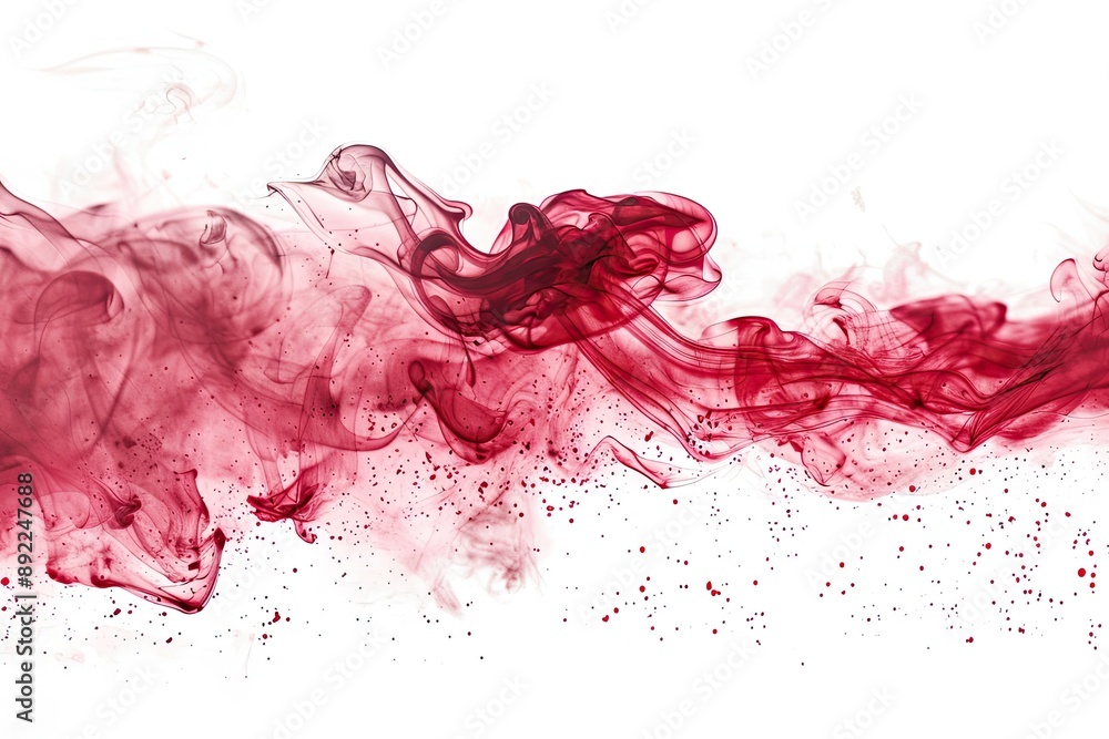 Abstract Red Ink Swirls and Specks Against a White Background Abstract Red Ink Swirls and Specks Against a White Background