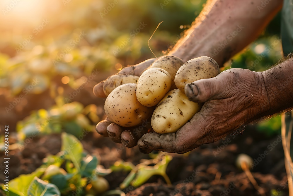 Harvesting Potatoes in a Field Harvesting Potatoes in a Field