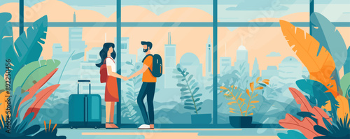 Xenial gesture of hospitality extended by a welcoming host to weary travelers. Vector flat minimalistic isolated illustration.