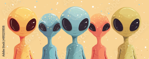 Toy aliens on a white background. Vector flat minimalistic isolated illustration