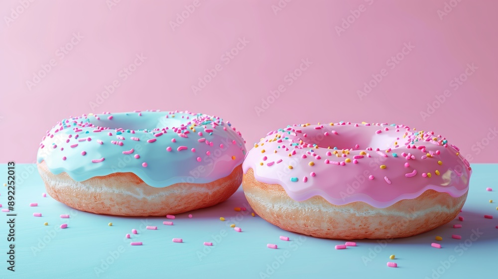 Two Donuts on Gradient Pastel Backgrounds Two Donuts on Gradient Pastel Backgrounds