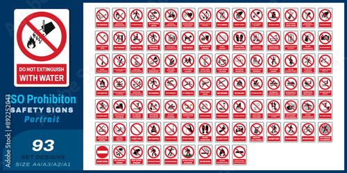 93 set iso prohibition safety signs size v10 a4/a3/a2/a1	
