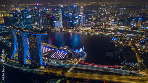 Aerial view Singapore city skyline, Most beautiful Sigapore skyscraper and skyline architecture in Asia, Singapore. photo