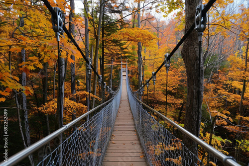 Autumnal Forest Canopy Walkway: Adventurous Visuals For Eco-Tourism Brochures And Outdoor Education Programs