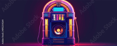 Retro jukebox with colorful lights Vector flat minimalistic isolated illustration