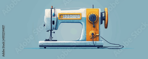 Traditional sewing machine with foot pedal Vector flat minimalistic isolated illustration