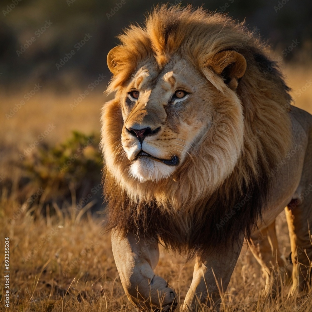 Fototapeta premium Wilderness Lion Majestic Big cat Wilderness feline in the desert