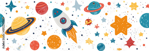 Toy galaxies on a white background. Vector flat minimalistic isolated illustration.