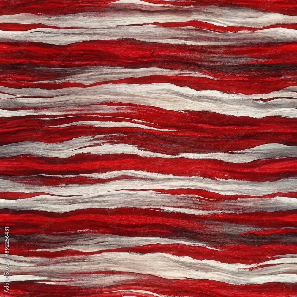 Red and white painting, brushstroke, stripe in seamless pattern Red and white painting, brushstroke, stripe in seamless pattern