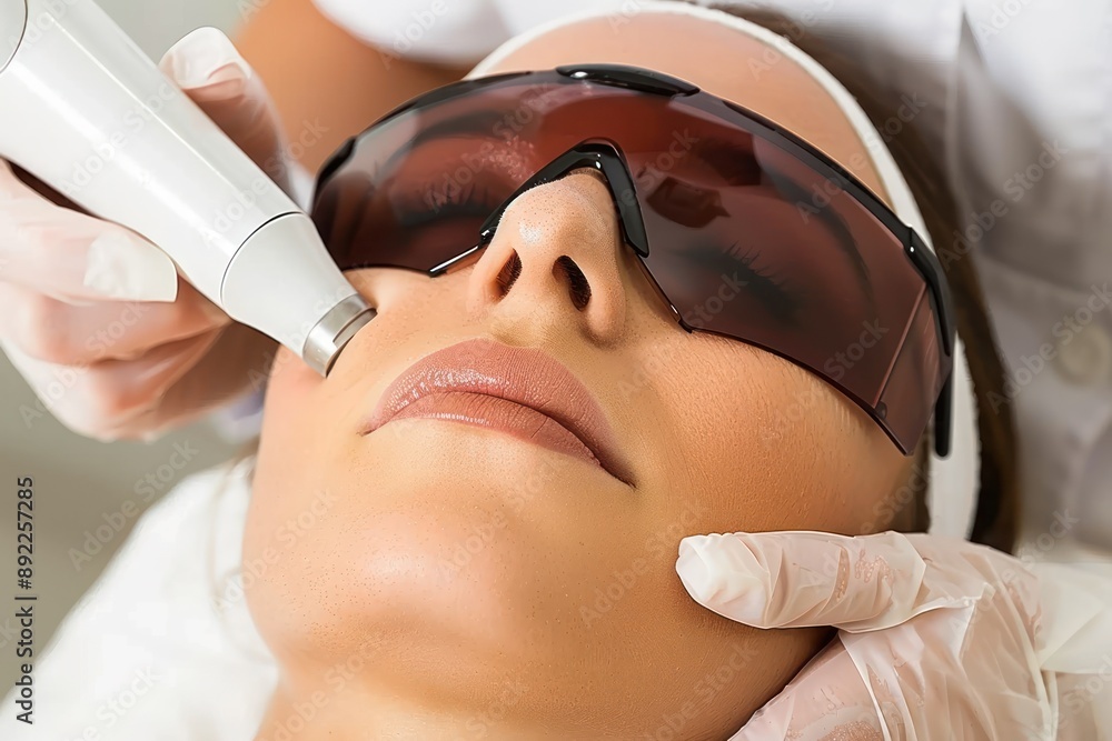 Naklejka premium Laser hair removal procedure in salon