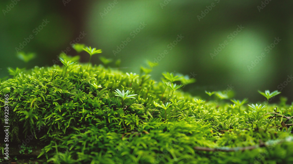 Green moss on stone in the forest Green moss on stone in the forest