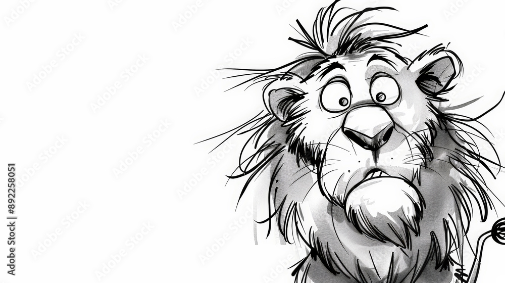 Frazzled Cute Lion: Ink Cartoon Charm. Generative AI Frazzled Cute Lion: Ink Cartoon Charm. Generative AI
