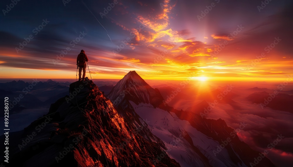 © Nawarit - Adventure seekers climbing rugged peaks at dawn, ultimate display of endurance and beauty © Nawarit - Adventure seekers climbing rugged peaks at dawn, ultimate display of endurance and beauty