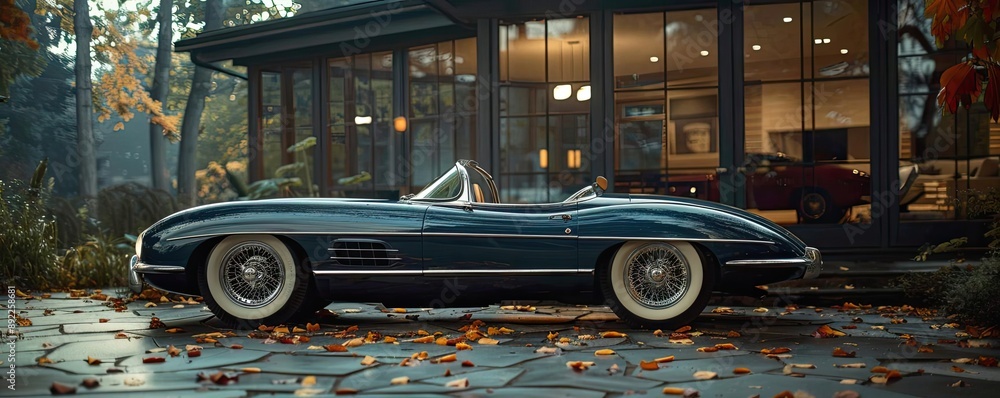 A new model of a classic car brand, showcasing timeless design in a modern context A new model of a classic car brand, showcasing timeless design in a modern context