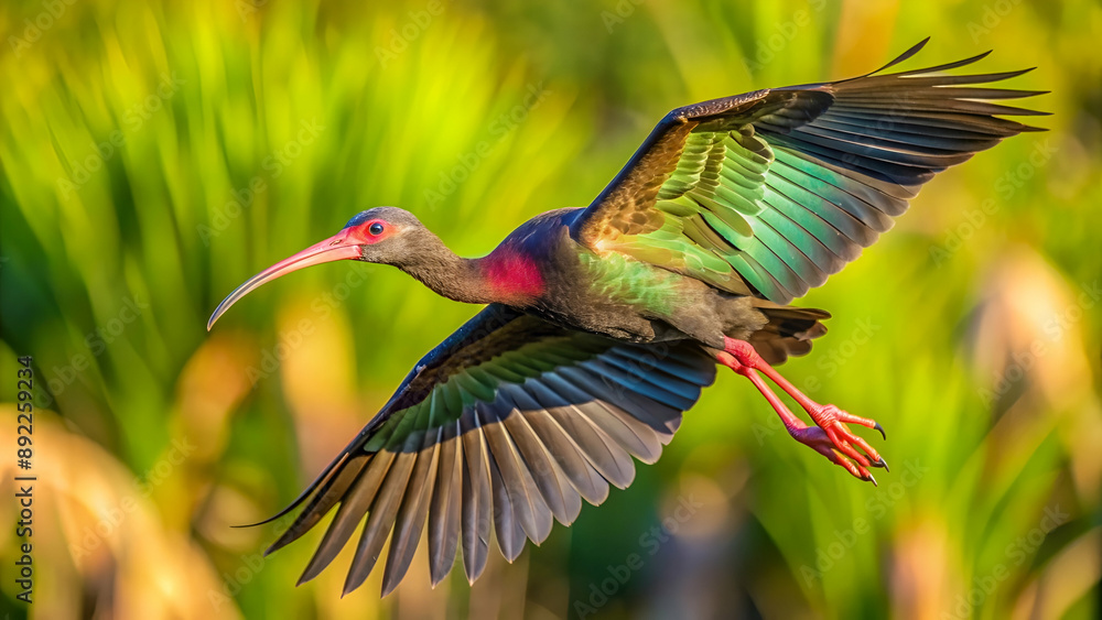 Naklejka premium Animal Bare faced Ibis in fly