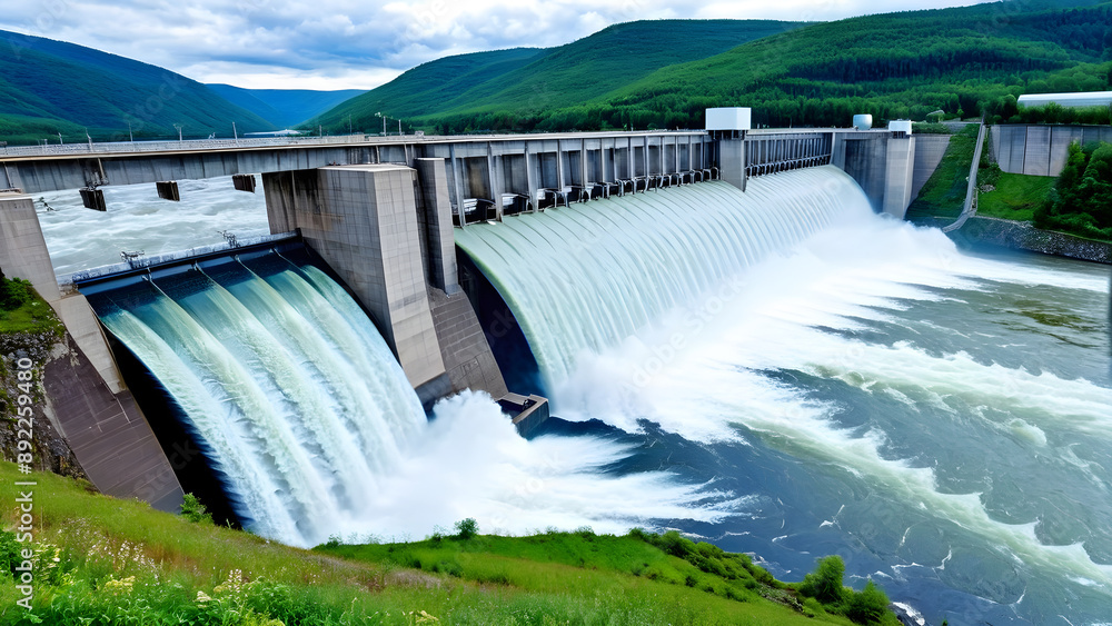 dam on the lake, huge dam, ai generated dam on the lake, huge dam, ai generated