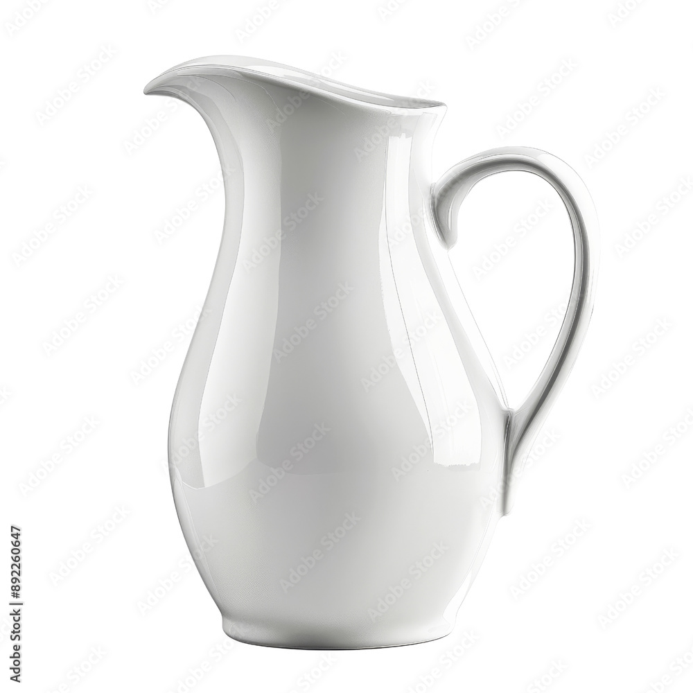 Elegant White Ceramic Pitcher Isolated Without Background. Elegant White Ceramic Pitcher Isolated Without Background.