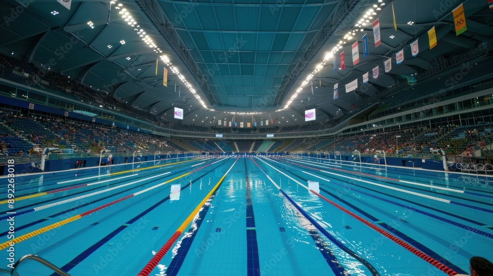 Swimming pool for use in swimming competitions in the Olympic Games. Swimming pool for use in swimming competitions in the Olympic Games.