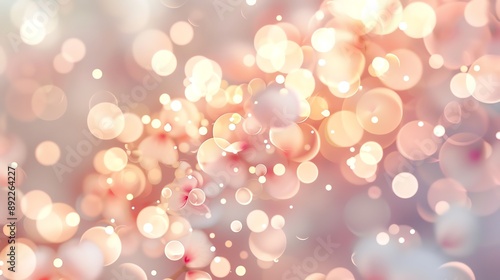 Abstract background of blurred, shimmering circles in shades of pink, orange, and white.