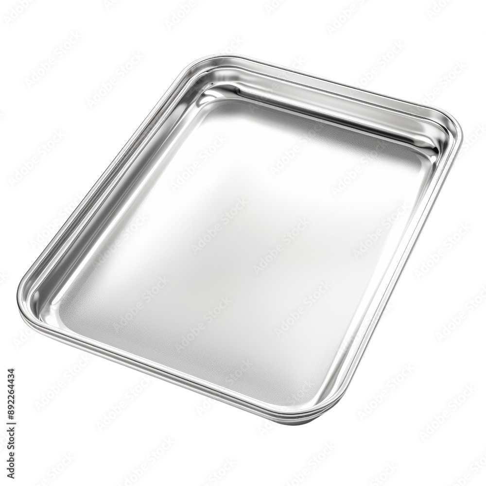 Isolated Metal Baking Tray with Smooth Surface and No Background. Isolated Metal Baking Tray with Smooth Surface and No Background.