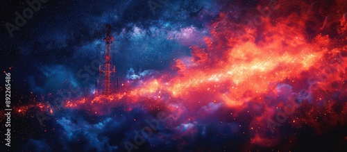 Wallpaper Mural Towering Structure Amidst a Cosmic Inferno Torontodigital.ca