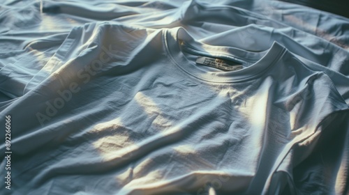 A white shirt lying on a bed